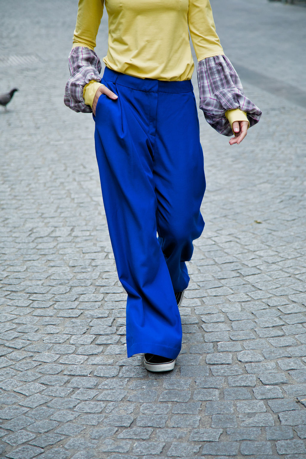 GLORIA PANTS - Blue/yellow
