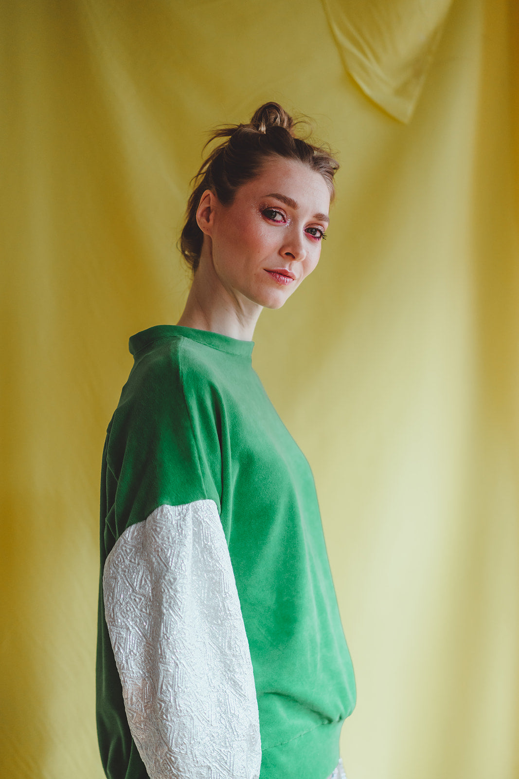 SWEET SUMMER sweater N°1- Green / White jacquard