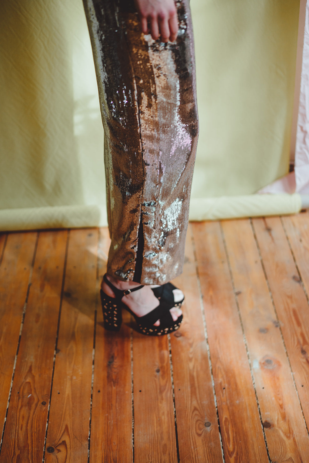 GLORIA PANTS - Silver sequins