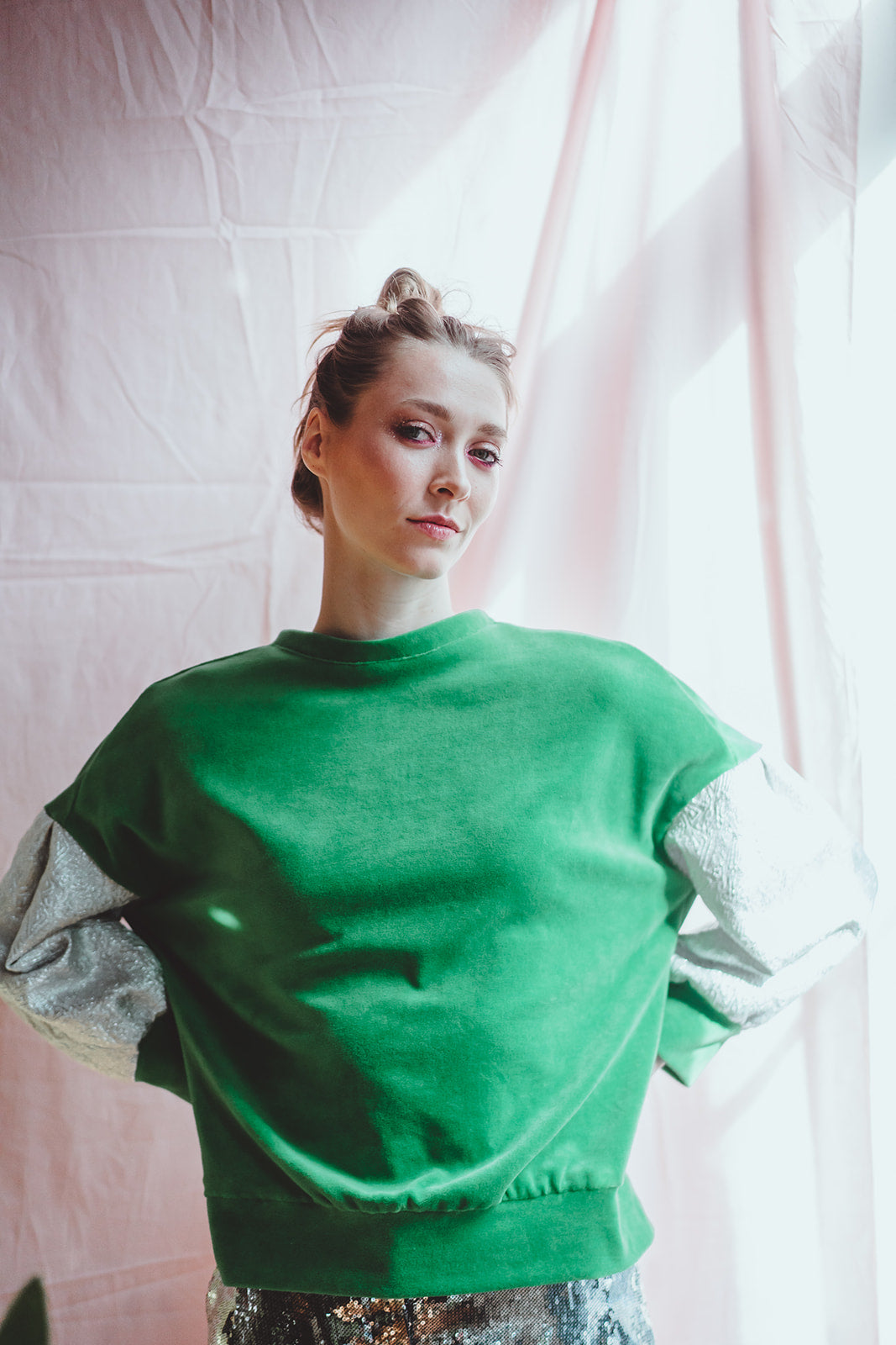 SWEET SUMMER sweater N°1- Green / White jacquard