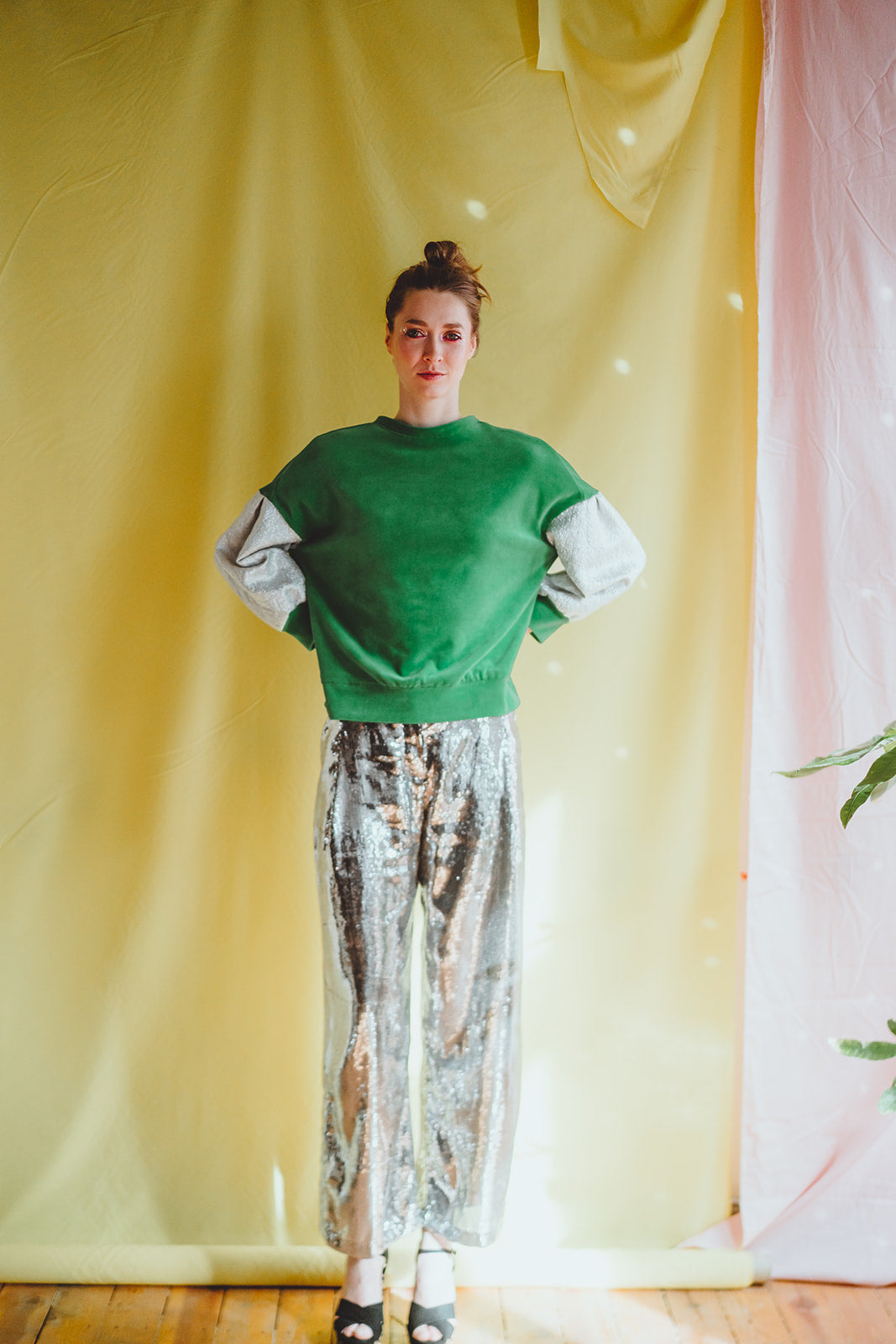 GLORIA PANTS - Silver sequins
