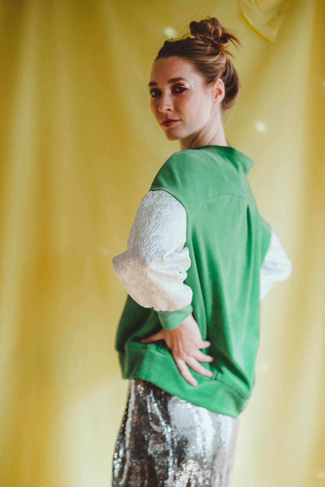 SWEET SUMMER sweater N°1- Green / White jacquard