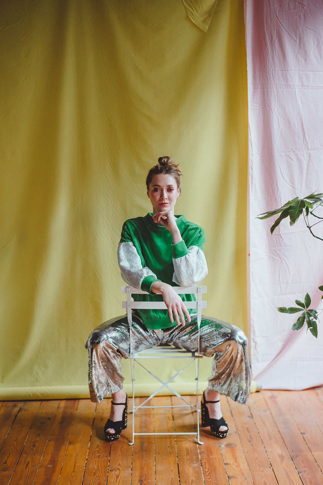 GLORIA PANTS - Silver sequins