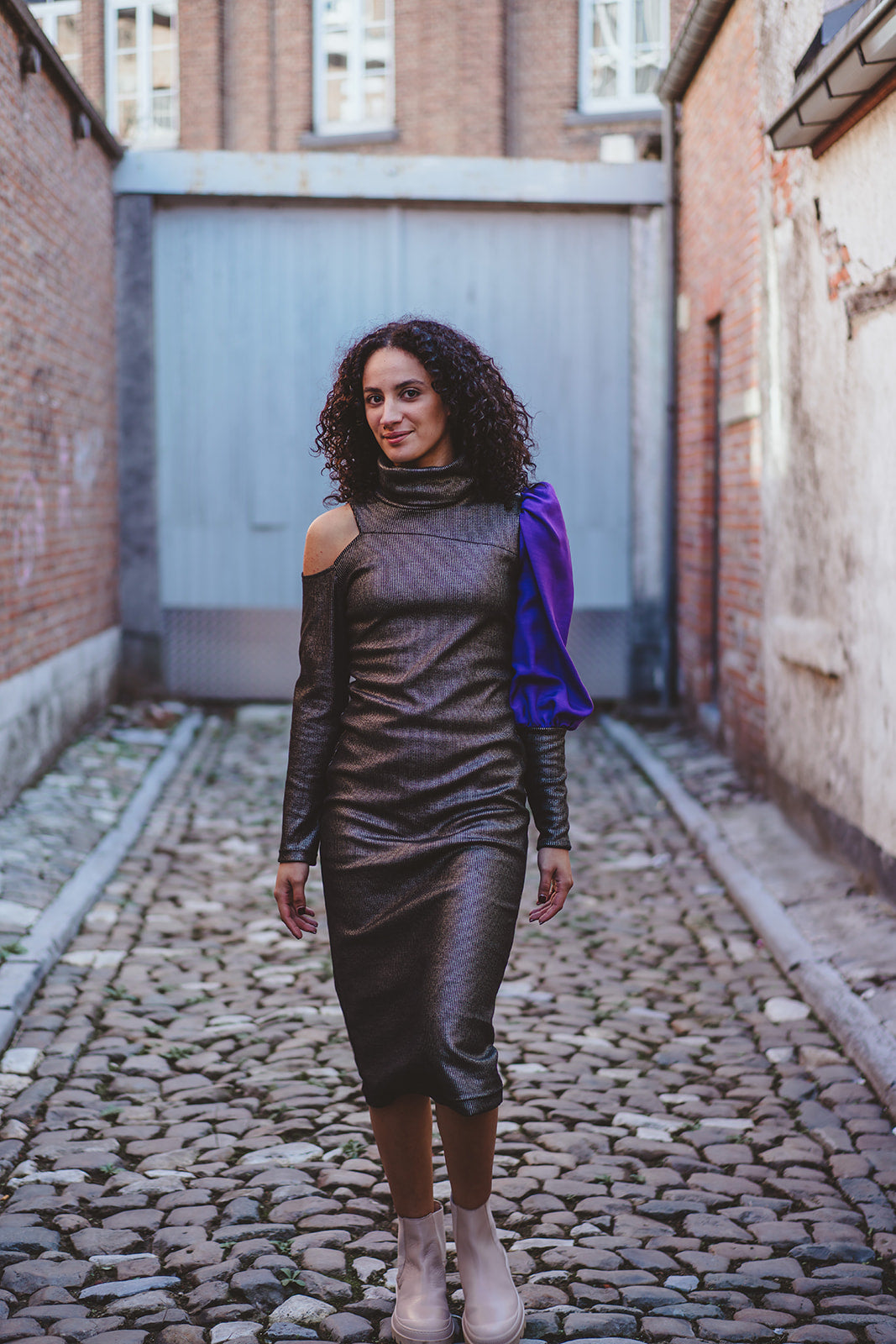 MALALA dress - gold/striped