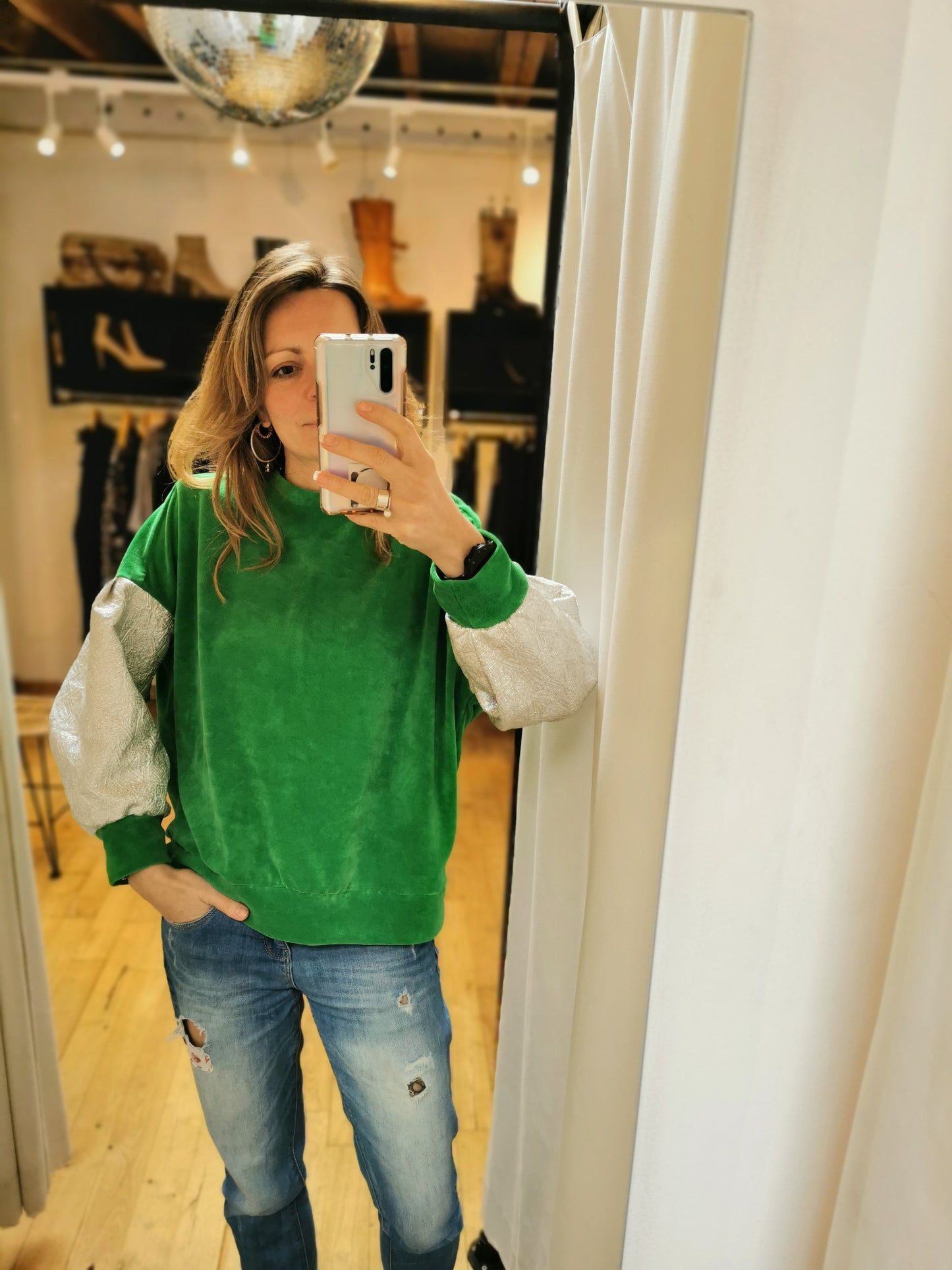 SWEET SUMMER sweater N°1- Green / White jacquard