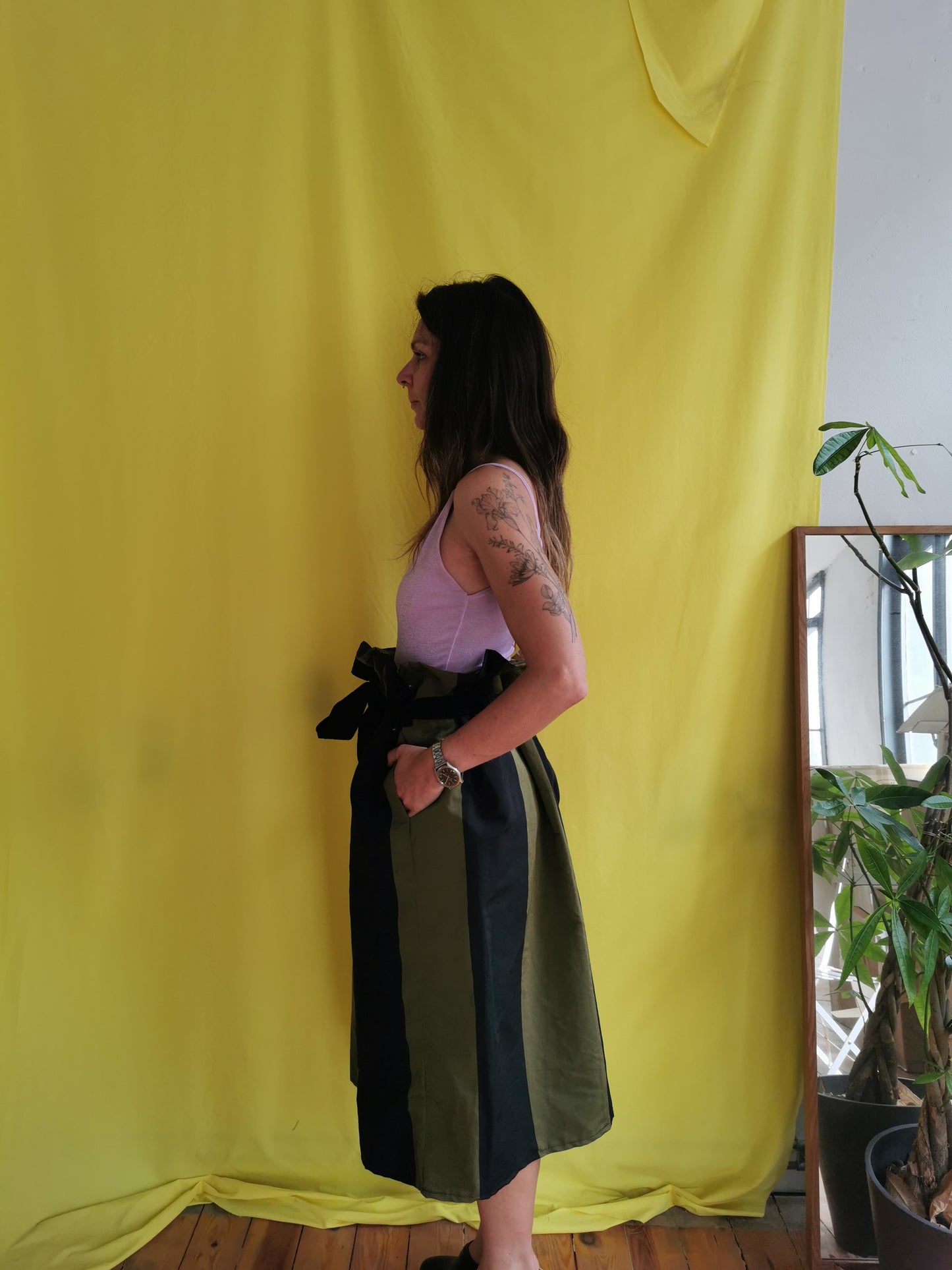 PROTEA SKIRT - KHAKI & BLACK
