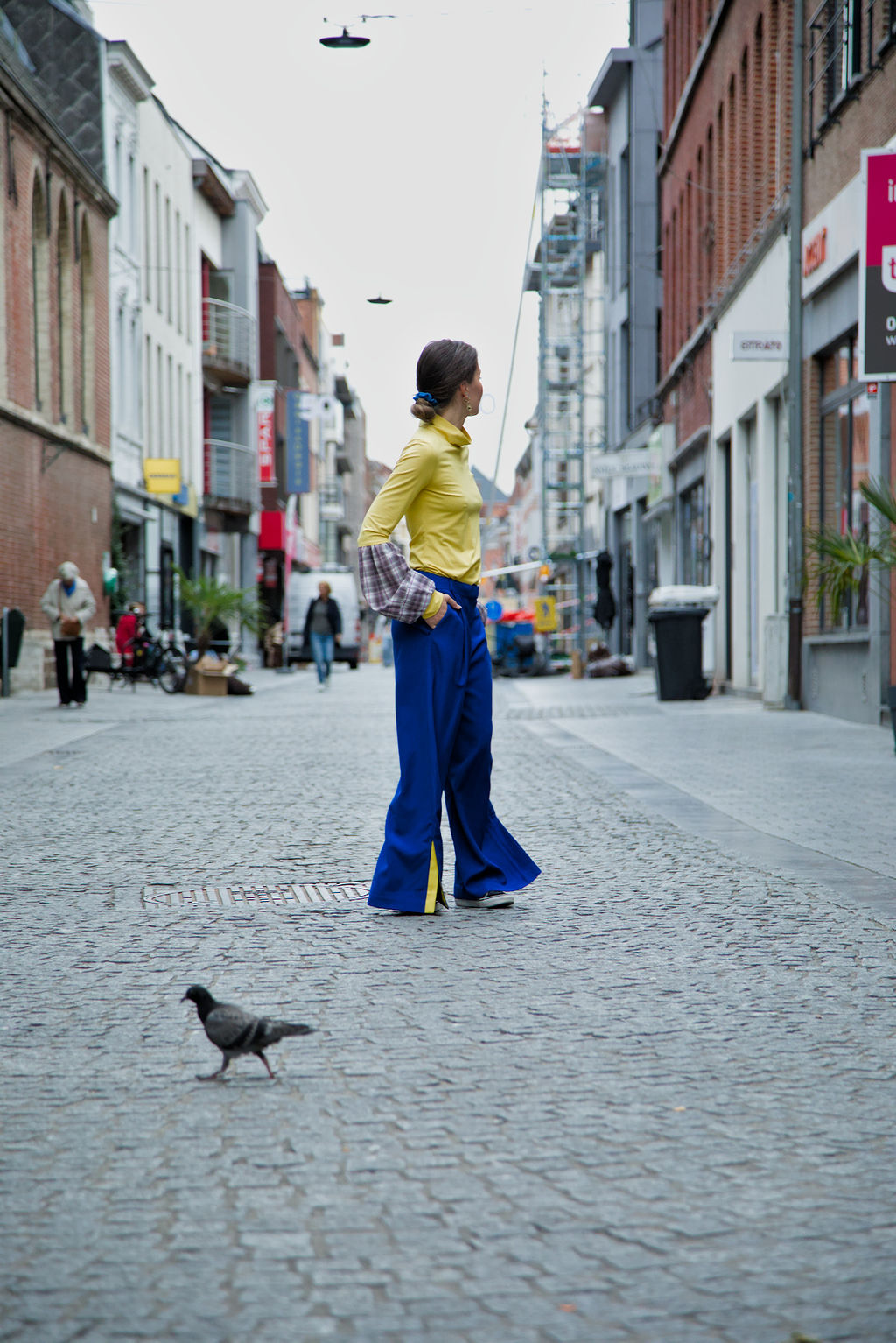 GLORIA PANTS - Blue/yellow