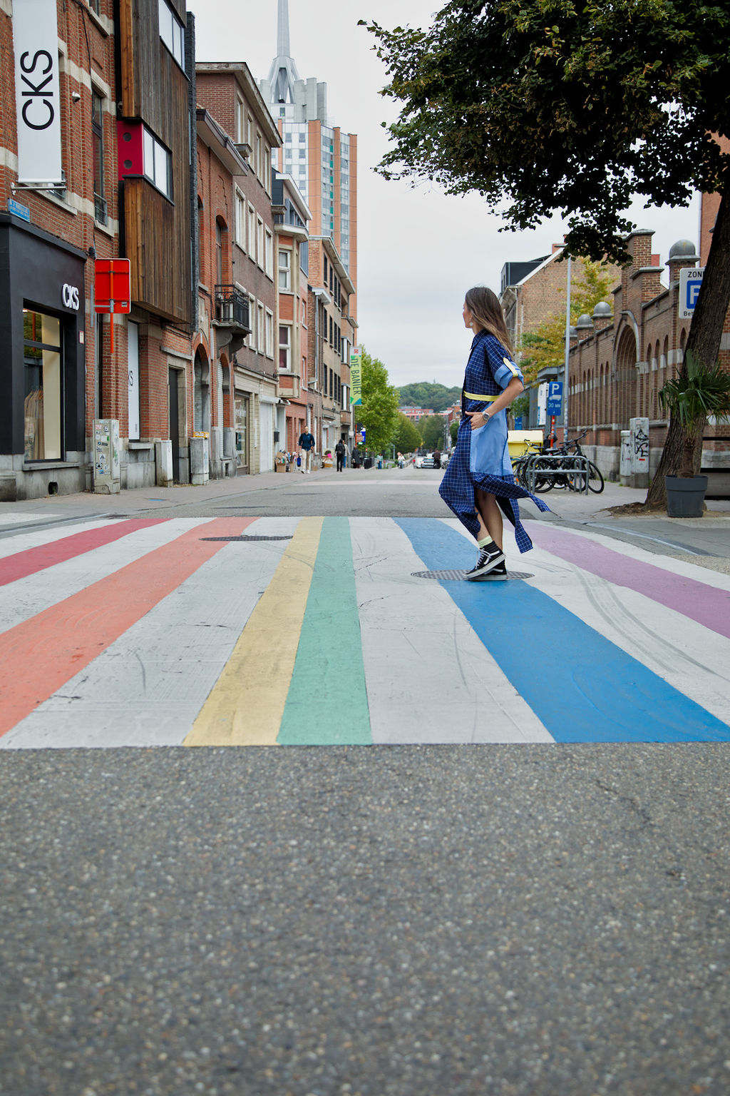 DUSK DRESS - Blue/white check with light blue shirt fabric