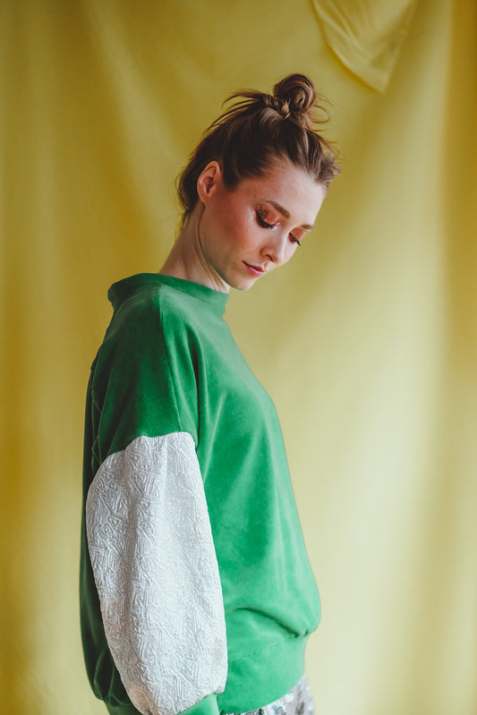 SWEET SUMMER sweater N°1- Green / White jacquard