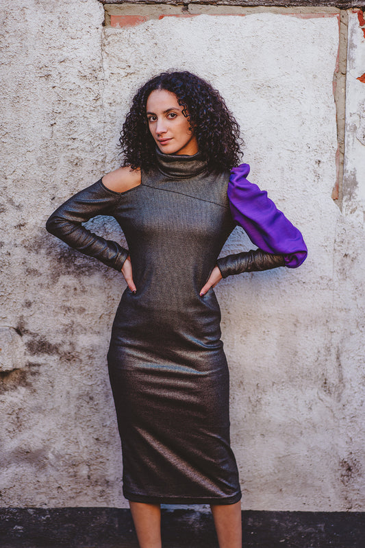 MALALA dress - gold/striped