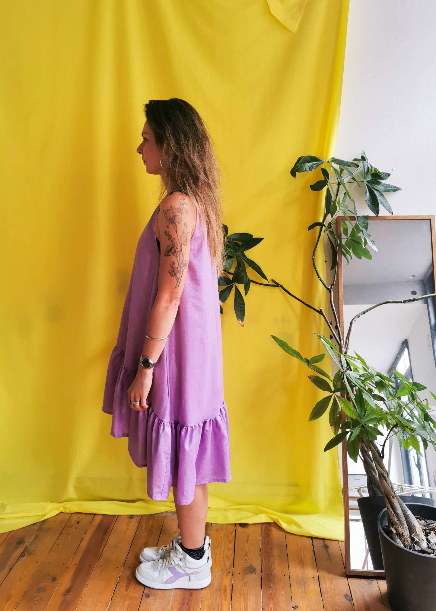 PEONY MINI DRESS - glossy lilac