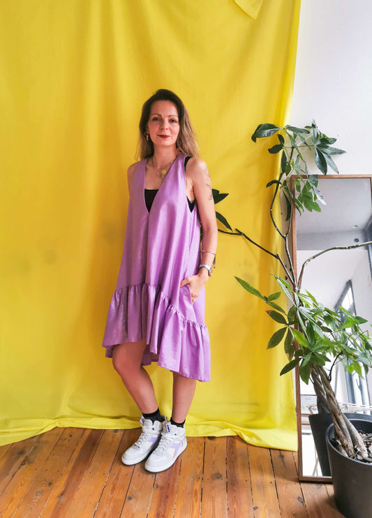 PEONY MINI DRESS - glossy lilac