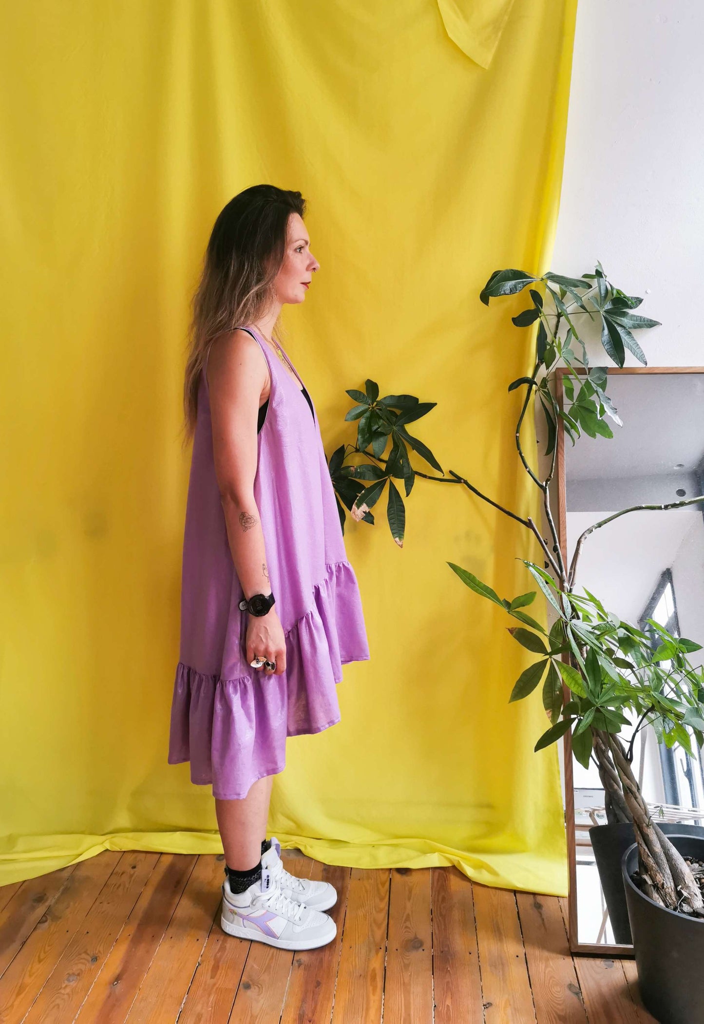 PEONY MINI DRESS - glossy lilac