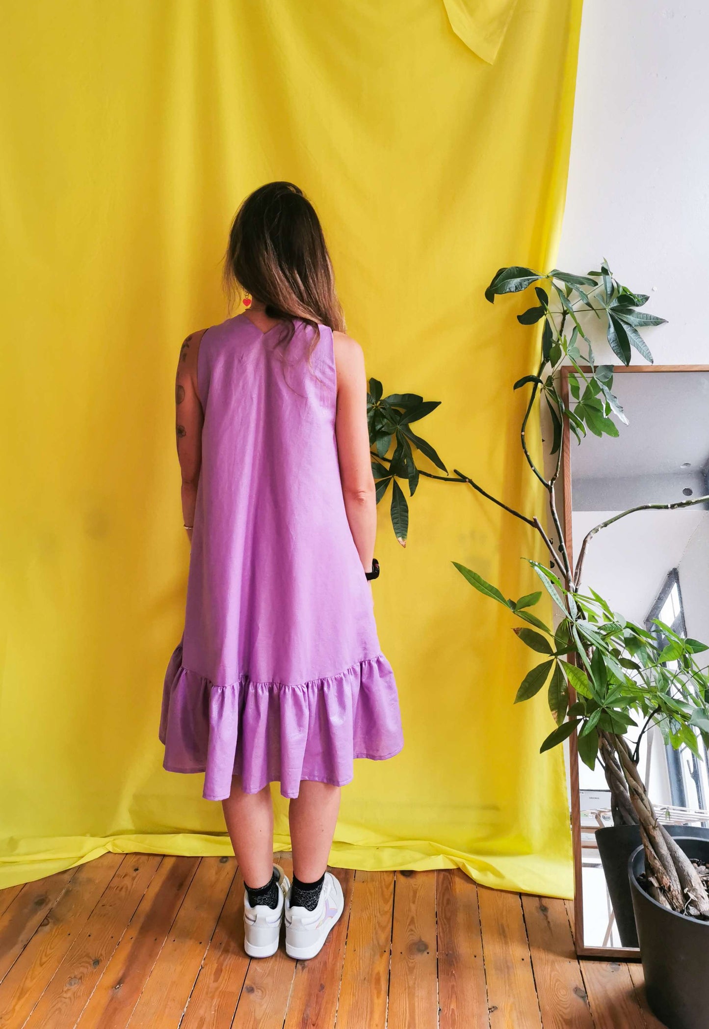 PEONY MINI DRESS - glossy lilac
