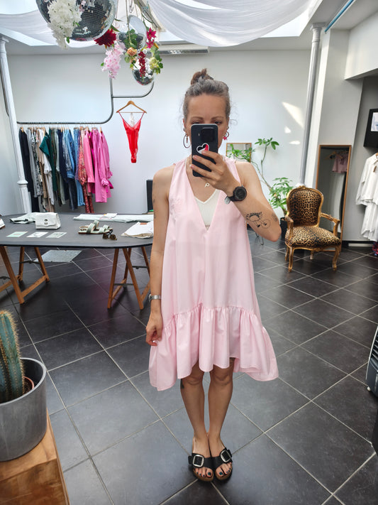 PEONY MINI DRESS - pink/white stripes